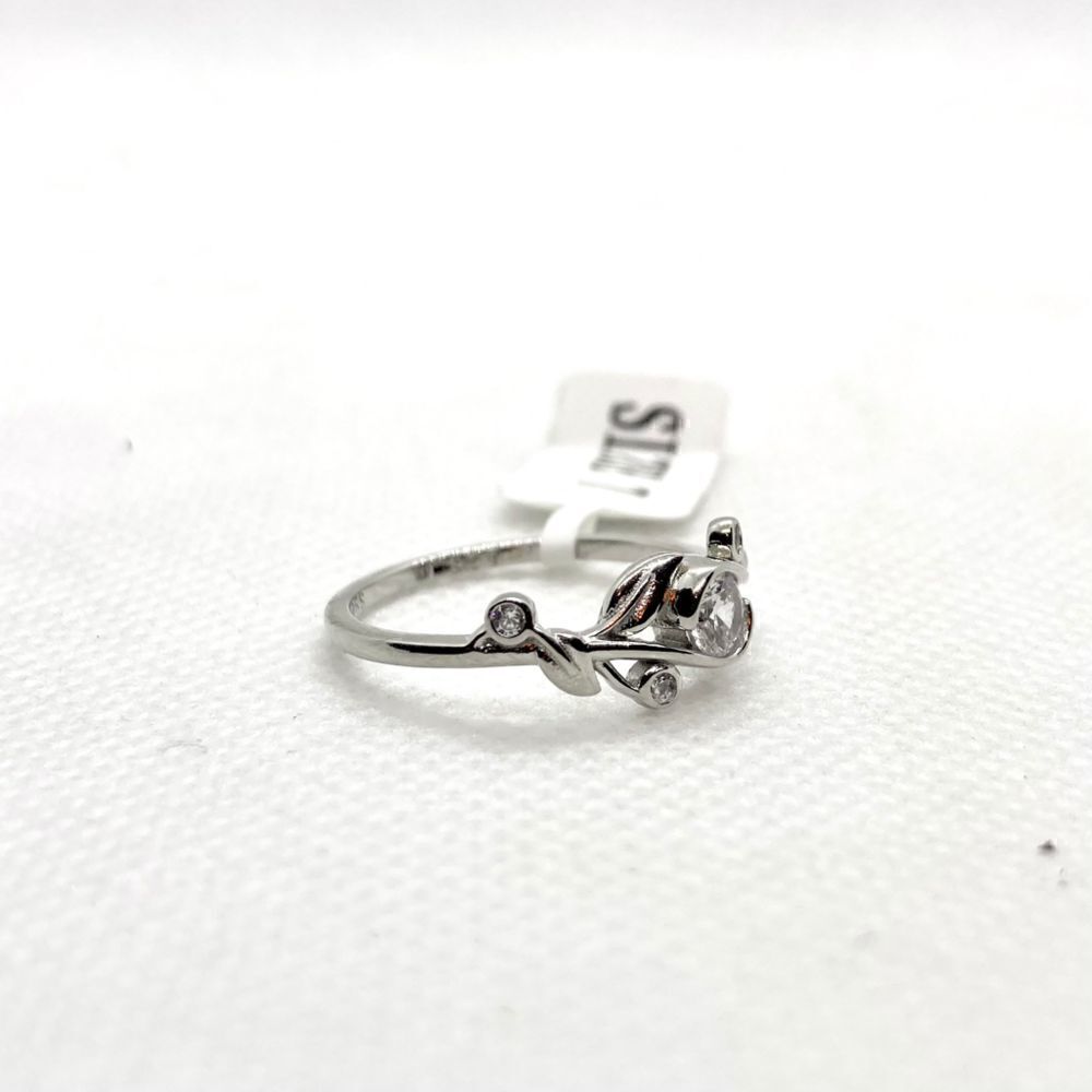 Sterling Silver Round CZ Floral Ring Size 7 - Picture 5 of 12